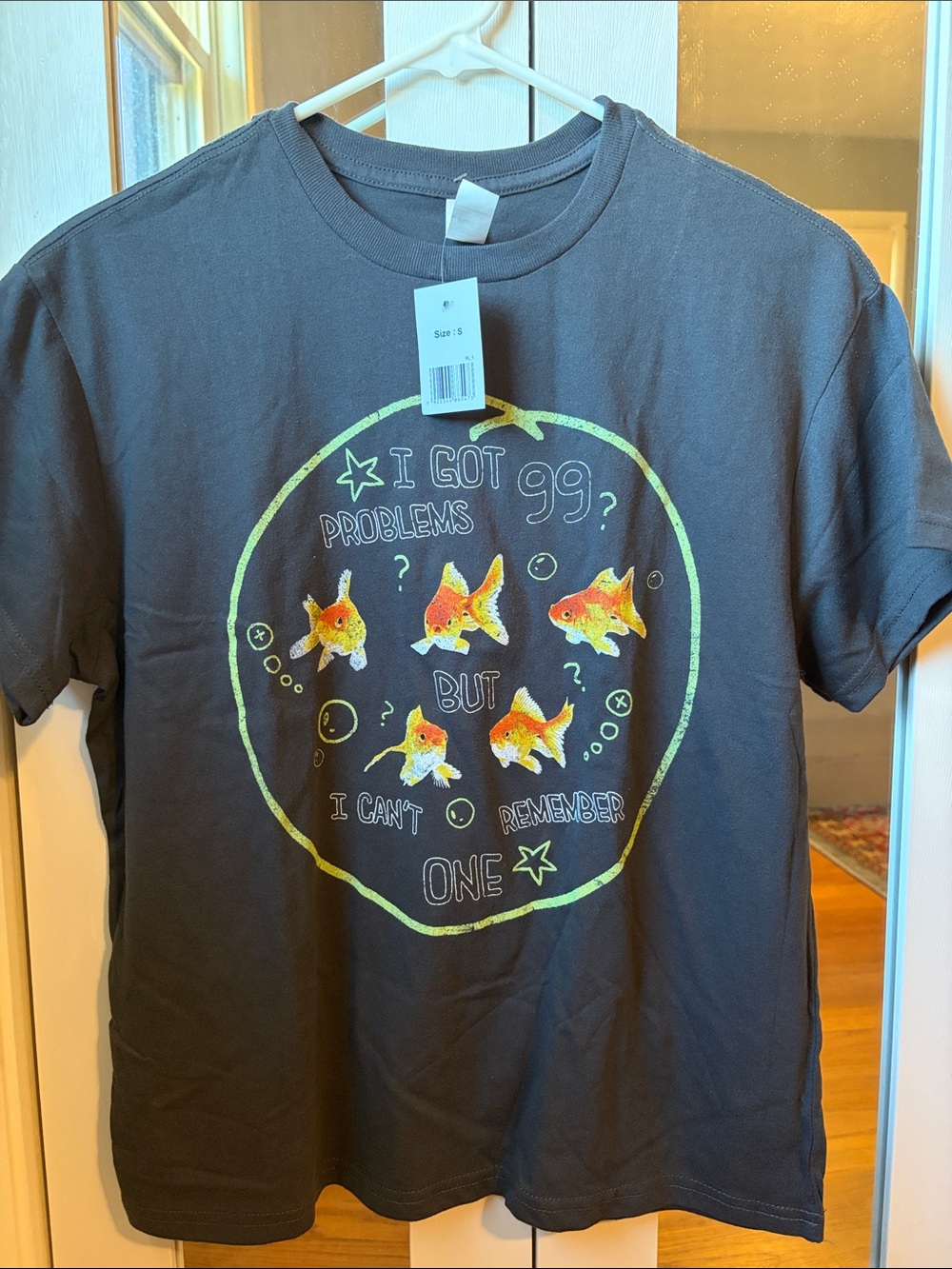 Graphic Goldfish Tee - Charcoal Gray
